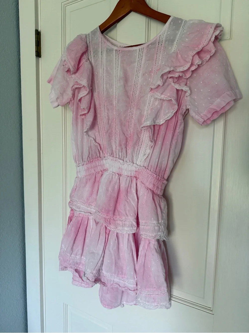 Love Shack Fancy Natasha Heritage Mini Dress Peony Pink